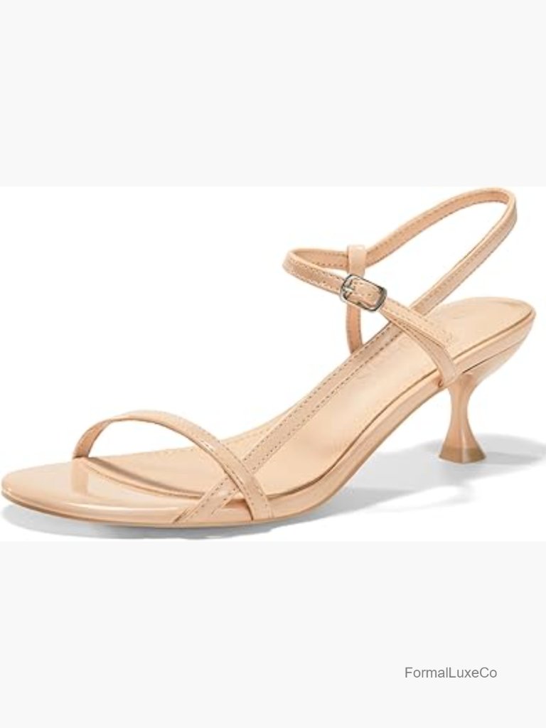 Women's Strappy Kitten Heel Sandals Open Toe Ankle Strap Dress Shoes